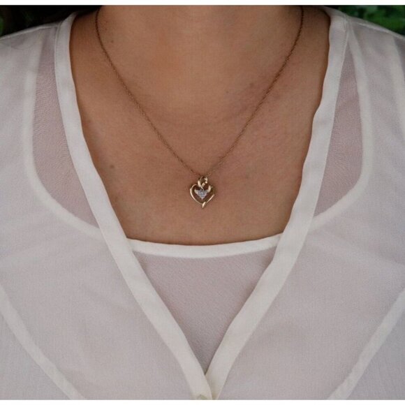 Pendant Only 10k Yellow Gold Diamond Heart Pendant - Picture 4 of 6